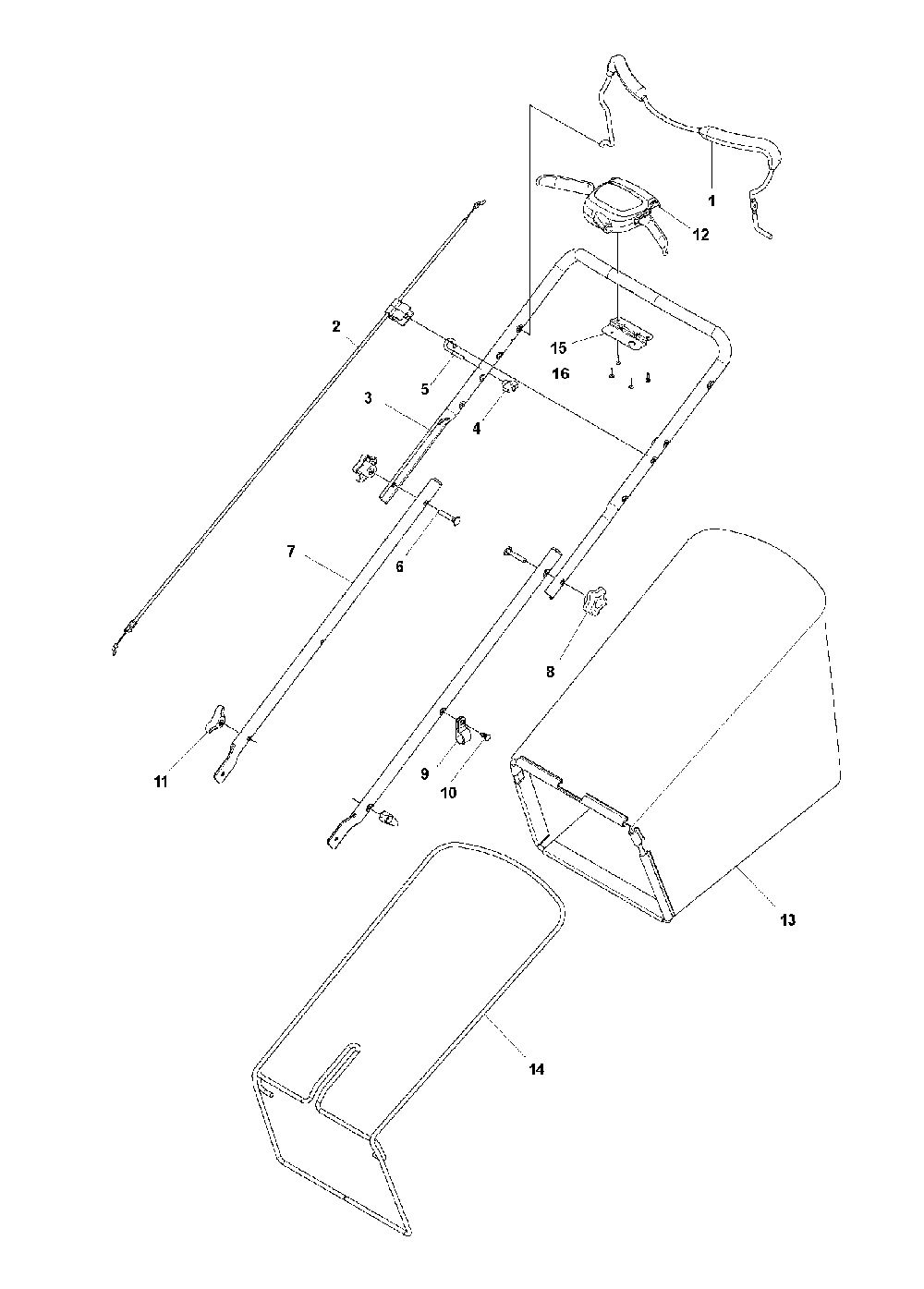 Handle Diagram and Parts List for  Jonsered Lawn Mower
