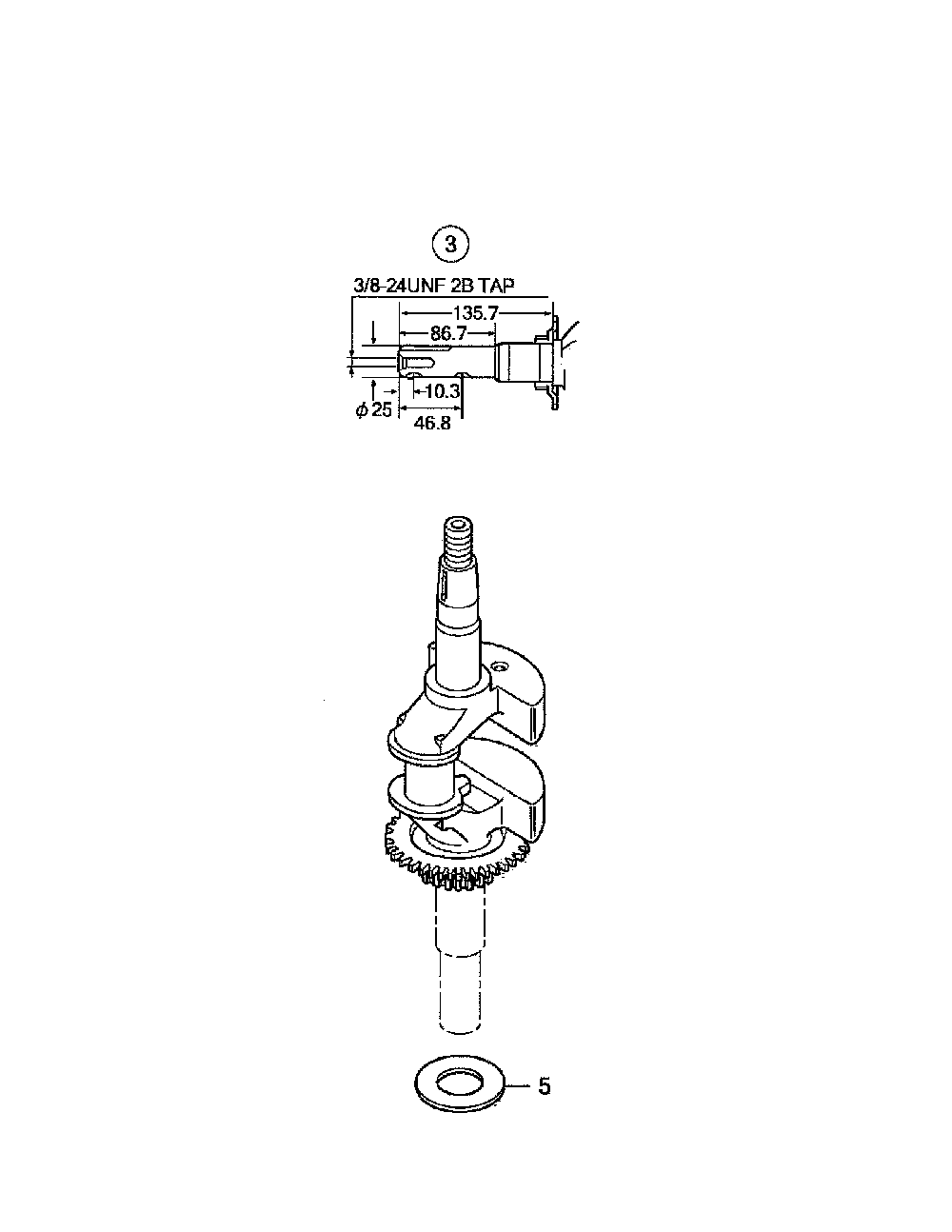 Crankshaft Diagram and Parts List for  Jonsered Lawn Mower