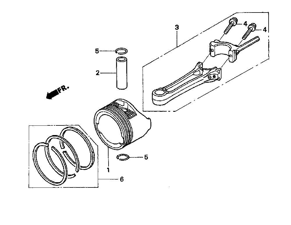 Piston and connecting rod Diagram and Parts List for  Jonsered Lawn Mower