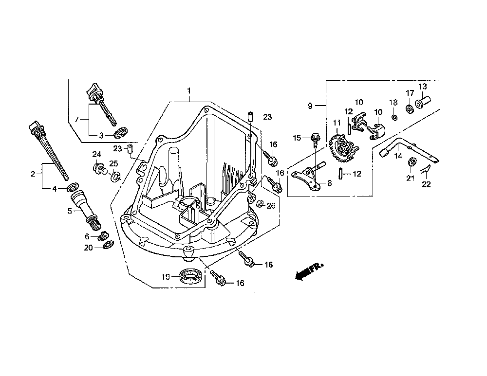 Oil pan Diagram and Parts List for  Jonsered Lawn Mower