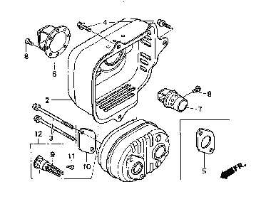 Muffler Diagram and Parts List for  Jonsered Lawn Mower