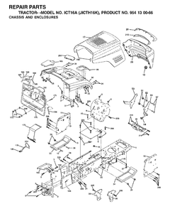 Chassis Enclosures Diagram and Parts List for (954130066-K)(2002-06) Jonsered Lawn Tractor