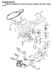Drive Diagram and Parts List for (954130066-K)(2002-06) Jonsered Lawn Tractor