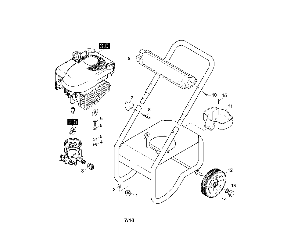 Piece Parts Diagram and Parts List for  Karcher Pressure Washer