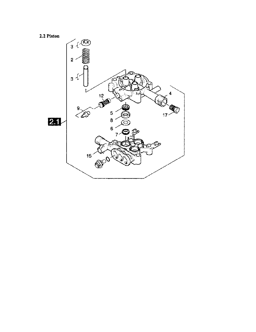 Pistons/Cylinder Head Diagram and Parts List for  Karcher Pressure Washer