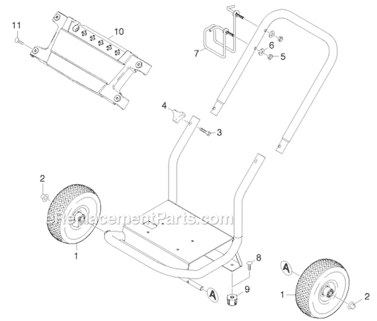 Frame and Wheels Diagram and Parts List for G 3050 OH 11945150 Karcher Pressure Washer
