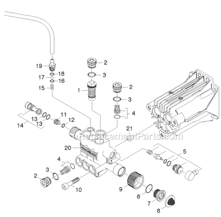 Pump Assembly Diagram and Parts List for G 3050 OH 11945150 Karcher Pressure Washer