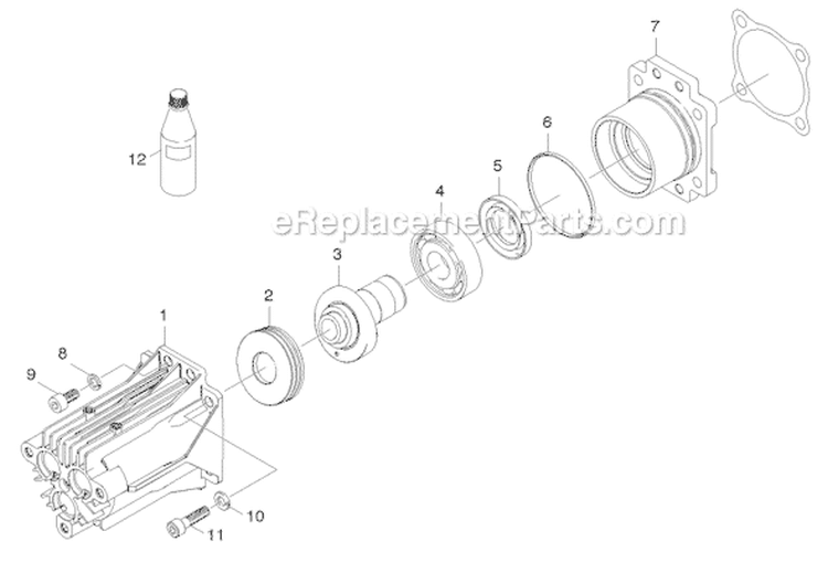 Main shaft, Main bearing, Wobble plate Diagram and Parts List for G 3050 OH 11945150 Karcher Pressure Washer