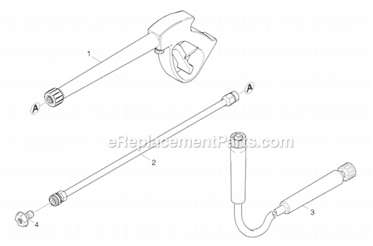 Gun, Wand, and Hose Diagram and Parts List for G 3050 OH 11945150 Karcher Pressure Washer