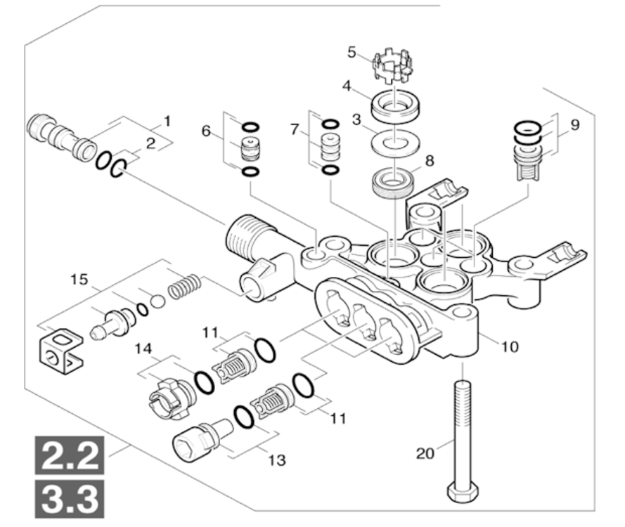 Cylinder Head Diagram and Parts List for 1.133-208.0 Karcher Pressure Washer