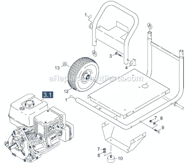 Page A Diagram and Parts List for K 14000 G 1.810-989.0 Karcher Pressure Washer