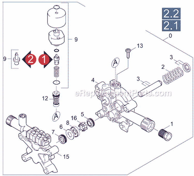 Page E Diagram and Parts List for K 2300 G 1.194-110.0 Karcher Pressure Washer