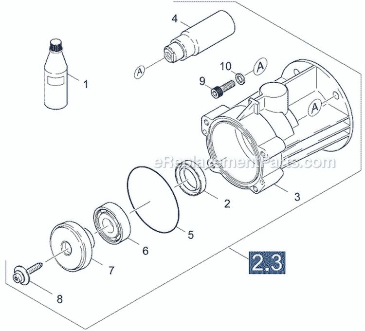 Oil Housing and Wobble Plate Diagram and Parts List for K 2400 HH 1.194-301.0 Karcher Pressure Washer
