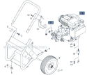 Frame and Engine Mounting Diagram and Parts List for K 2400 HH 1.194-301.0 Karcher Pressure Washer