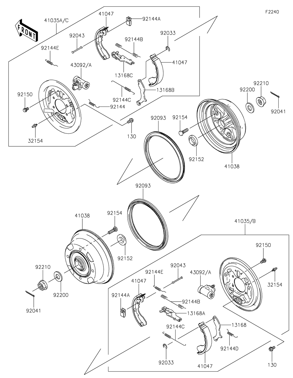 Rear Hubs/Brakes Diagram and Parts List for 2019 Kawasaki Lawn Tractor Accessories