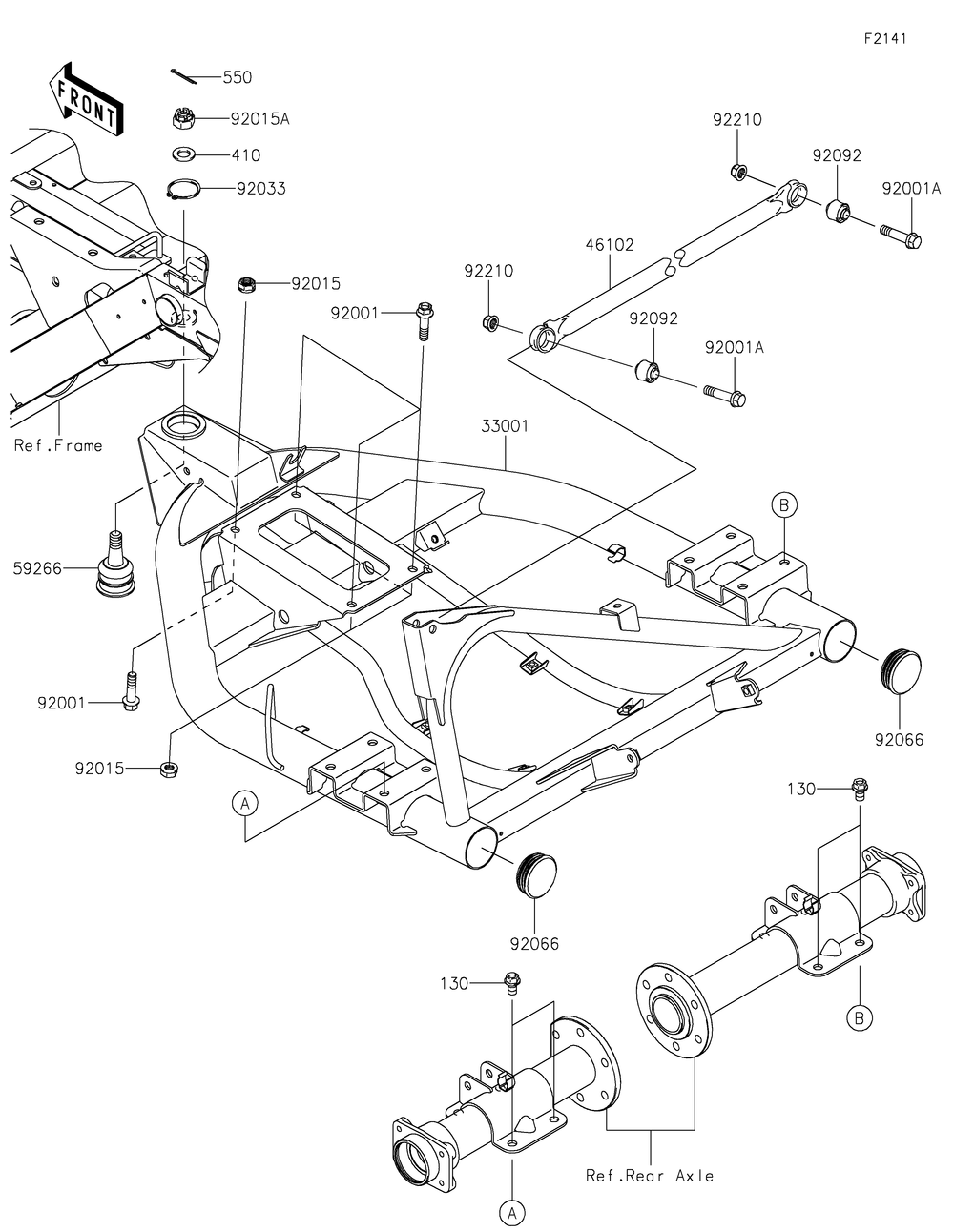 Swingarm Diagram and Parts List for 2019 Kawasaki Lawn Tractor Accessories