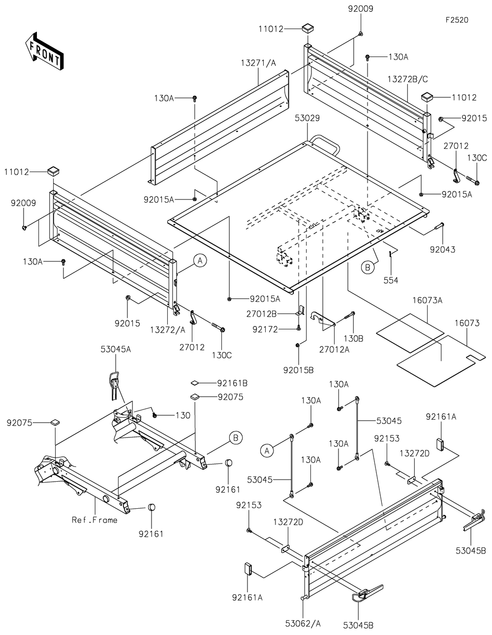 Carrier 1 Diagram and Parts List for 2019 Kawasaki Lawn Tractor Accessories