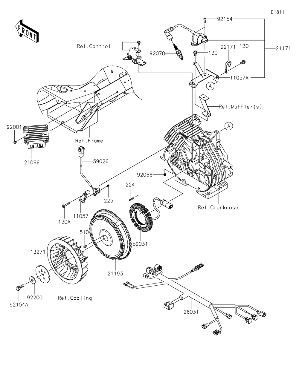 Generator/Ignition Coil Diagram and Parts List for 2020 Kawasaki Lawn Tractor Accessories