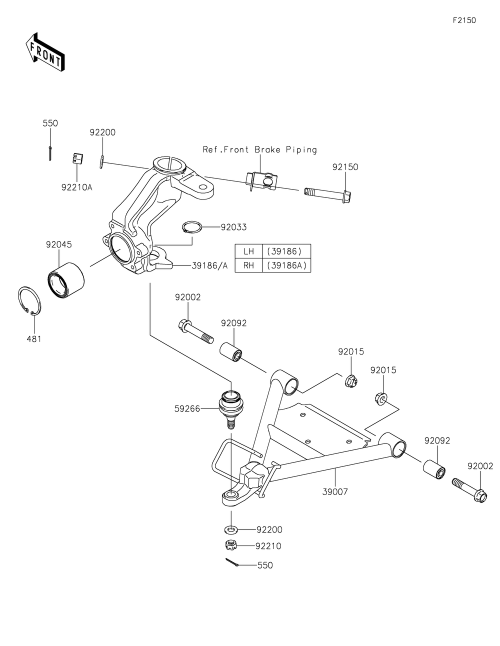 Suspension Diagram and Parts List for 2020 Kawasaki Lawn Tractor Accessories