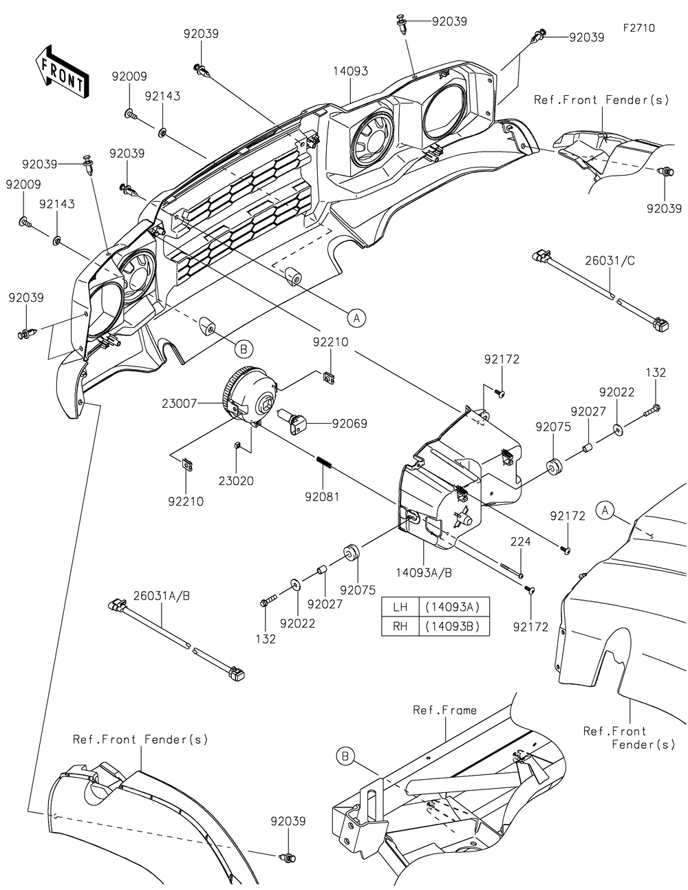 Headlight Diagram and Parts List for 2019 Kawasaki Lawn Tractor Accessories