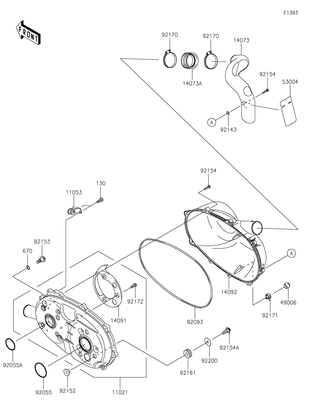 Converter Cover Diagram and Parts List for 2020 Kawasaki Lawn Tractor Accessories