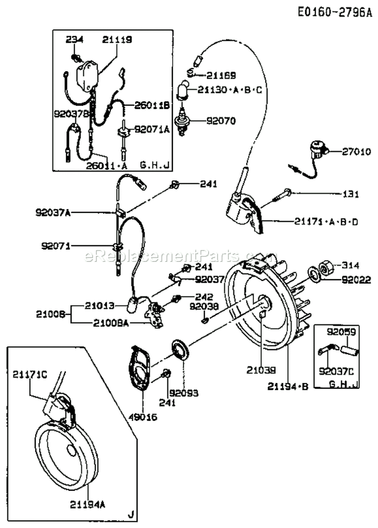 Page F Diagram and Parts List for GS05 Kawasaki Engine