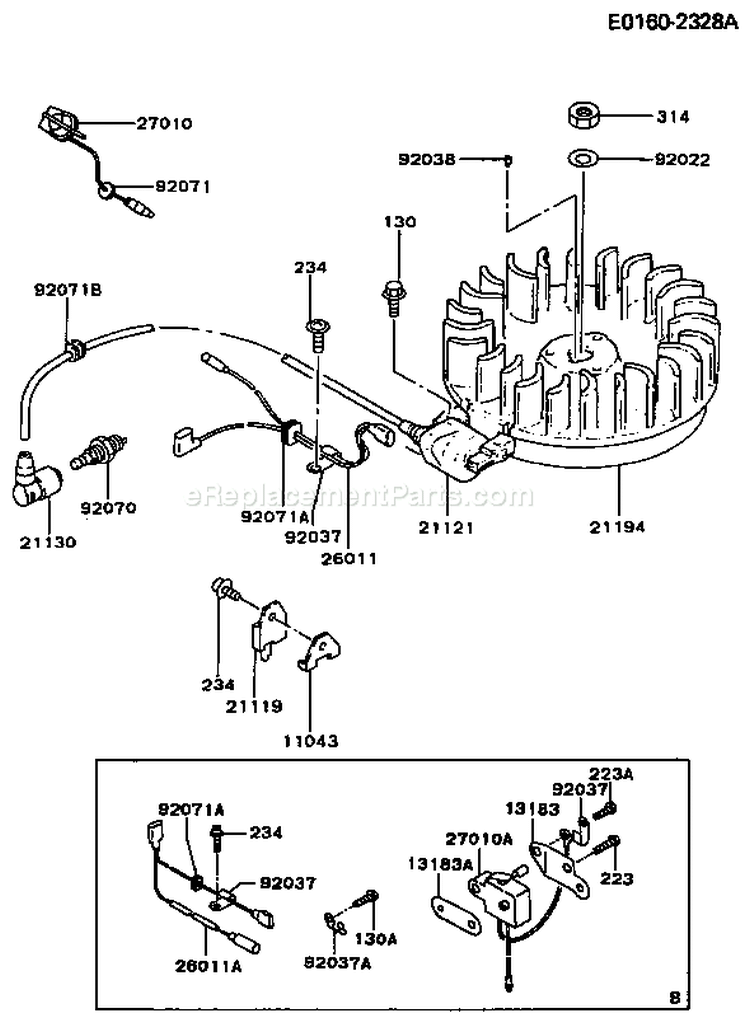 Page F Diagram and Parts List for  Kawasaki Engine