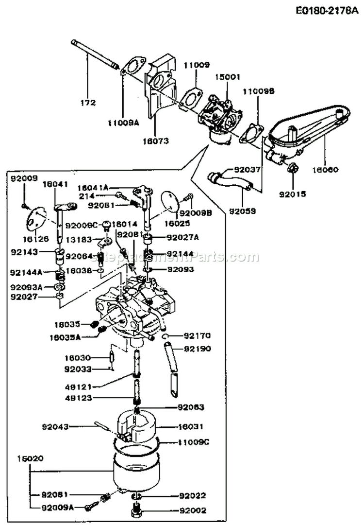 Page B Diagram and Parts List for BS02 Kawasaki Engine
