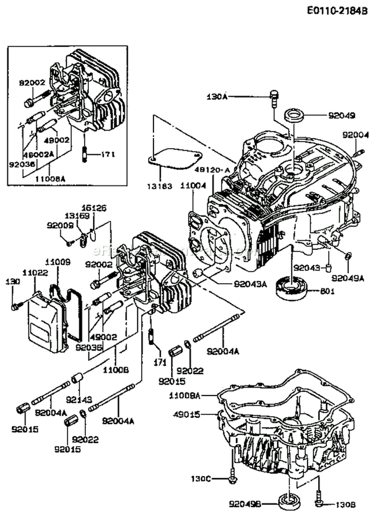 Page E Diagram and Parts List for BS02 Kawasaki Engine