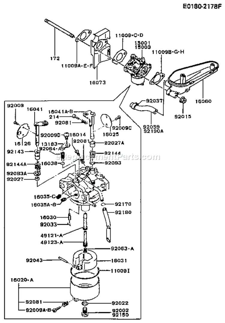 Page B Diagram and Parts List for BS05 Kawasaki Engine