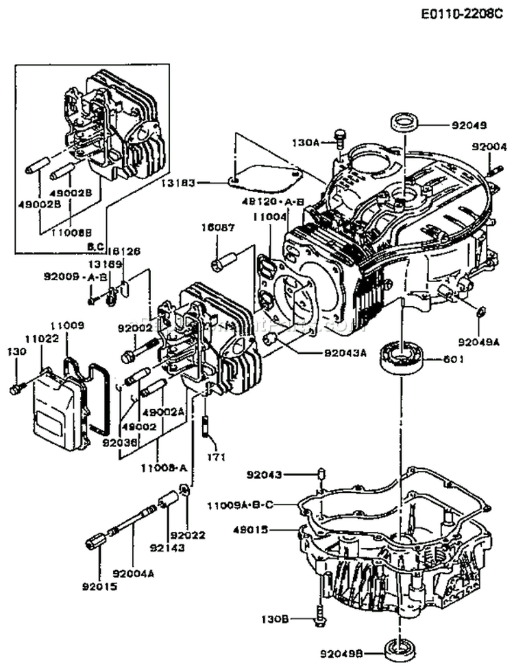 Page E Diagram and Parts List for BS05 Kawasaki Engine