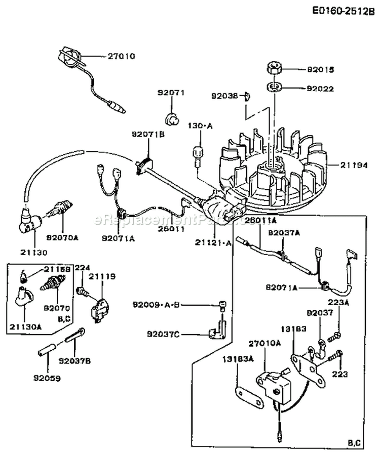 Page F Diagram and Parts List for BS05 Kawasaki Engine