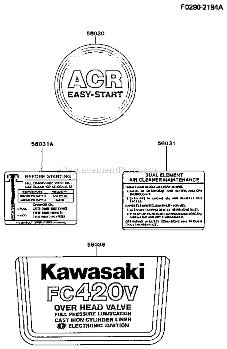 Page G Diagram and Parts List for BS05 Kawasaki Engine