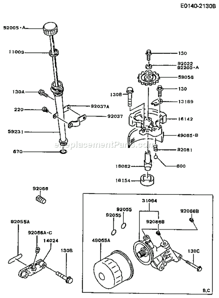 Page H Diagram and Parts List for BS05 Kawasaki Engine