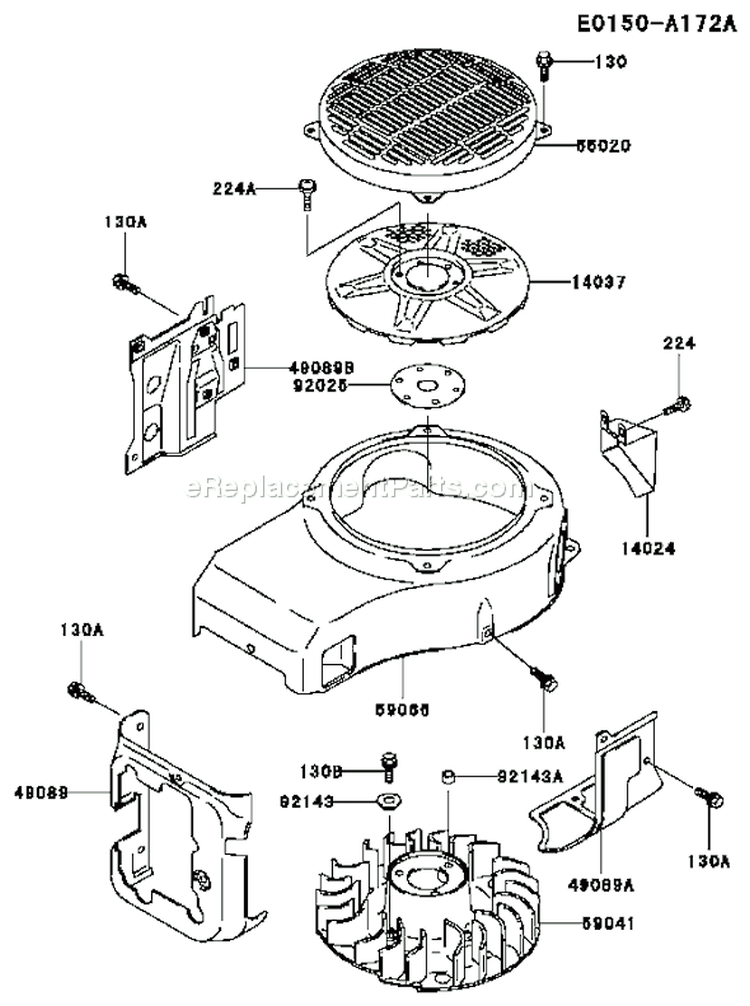 Page D Diagram and Parts List for DS18 Kawasaki Engine