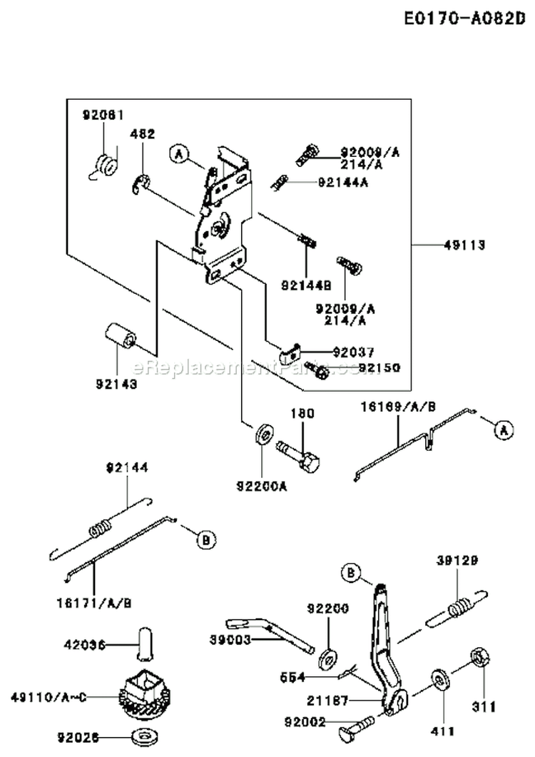 Page C Diagram and Parts List for CS03 Kawasaki Engine