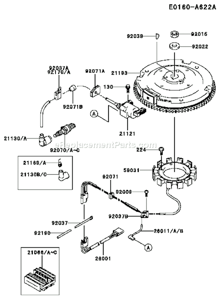 Page F Diagram and Parts List for GS17 Kawasaki Engine