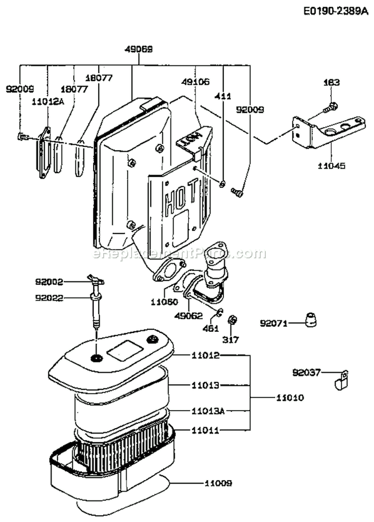 Page A Diagram and Parts List for AS13 Kawasaki Engine