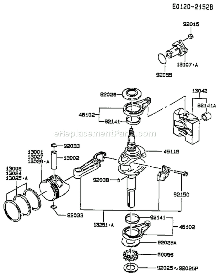 Page J Diagram and Parts List for AS13 Kawasaki Engine