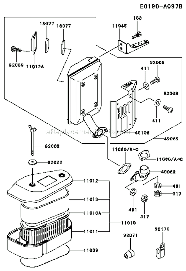 Page A Diagram and Parts List for ES13 Kawasaki Engine