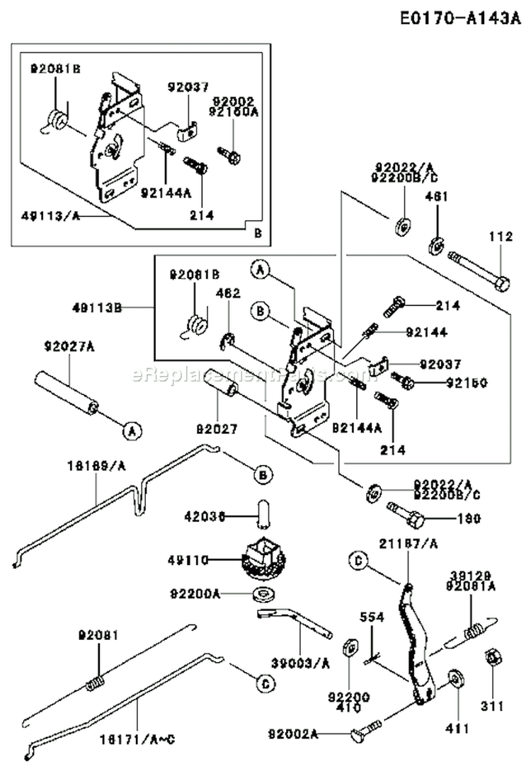 Page C Diagram and Parts List for BS03 Kawasaki Engine