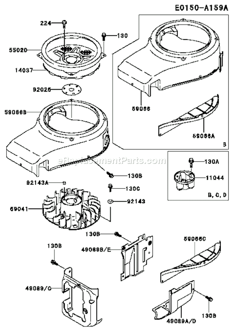 Page D Diagram and Parts List for BS03 Kawasaki Engine