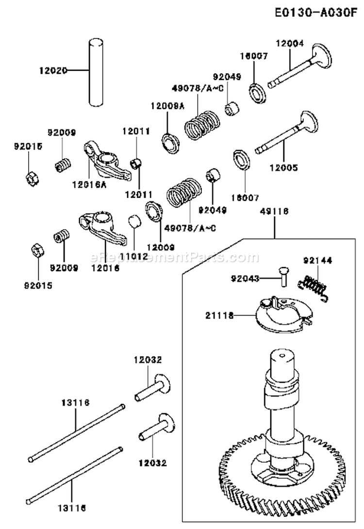 Page L Diagram and Parts List for ES13 Kawasaki Engine