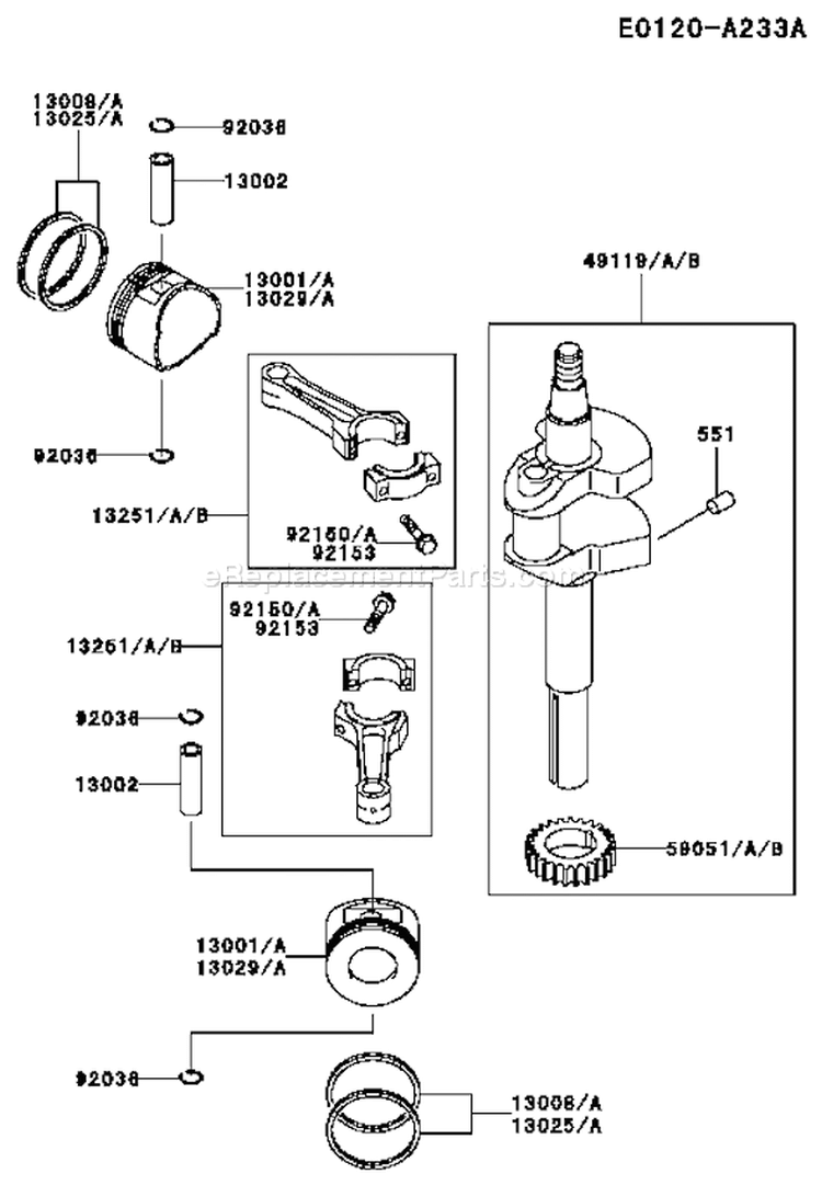 Page J Diagram and Parts List for AS02 Kawasaki Engine