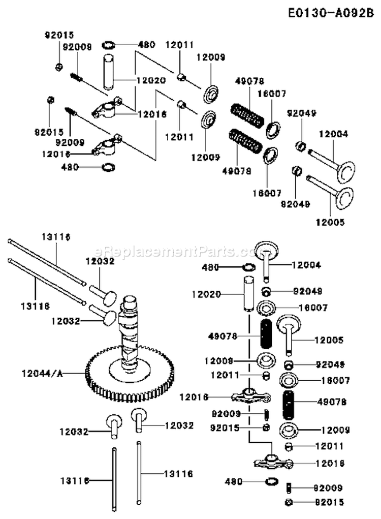 Page K Diagram and Parts List for BS05 Kawasaki Engine