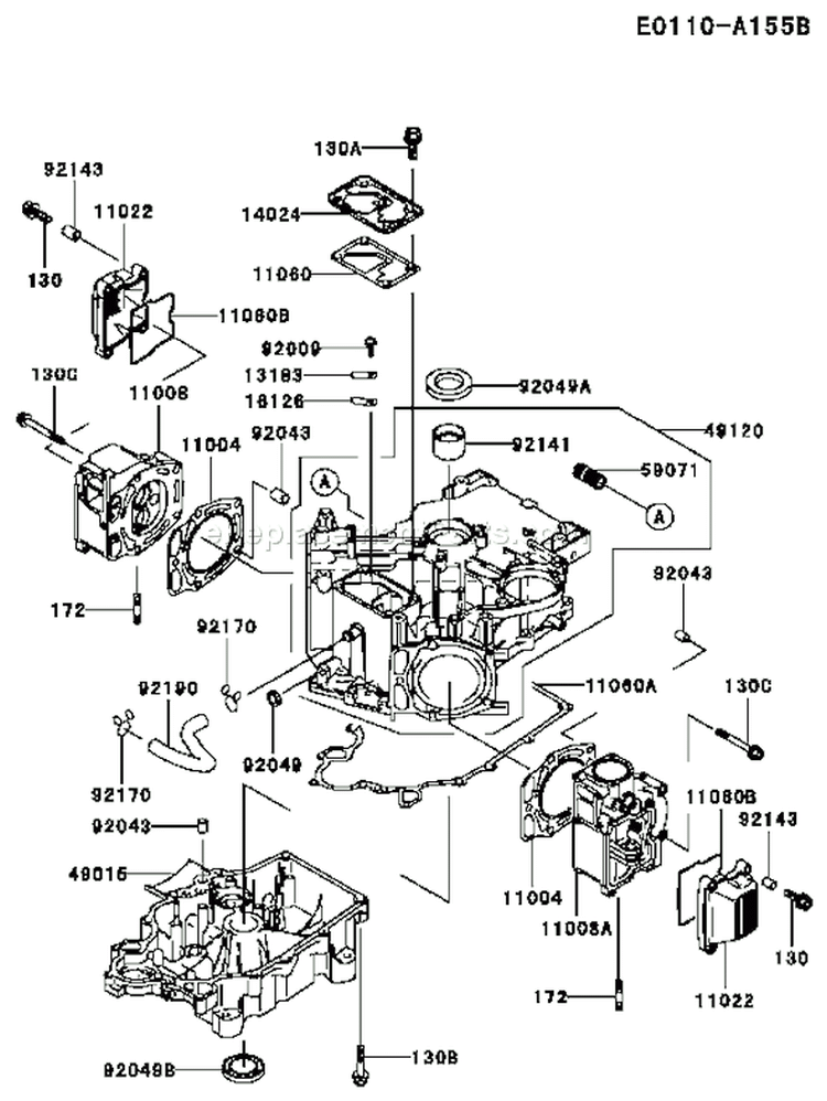 Page E Diagram and Parts List for AS05 Kawasaki Engine