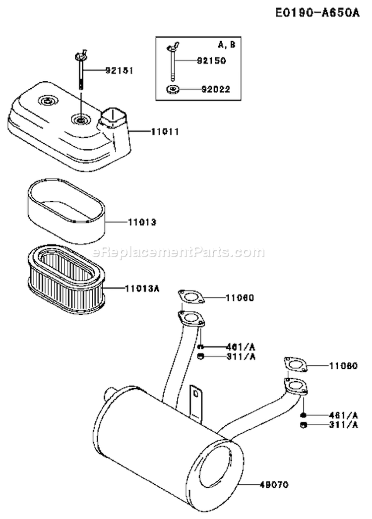 Page A Diagram and Parts List for BS06 Kawasaki Engine