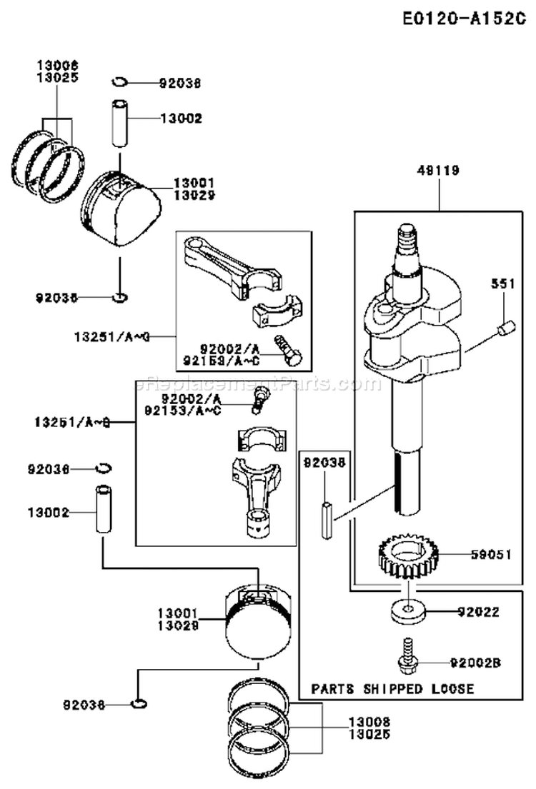 Page J Diagram and Parts List for DS09 Kawasaki Engine