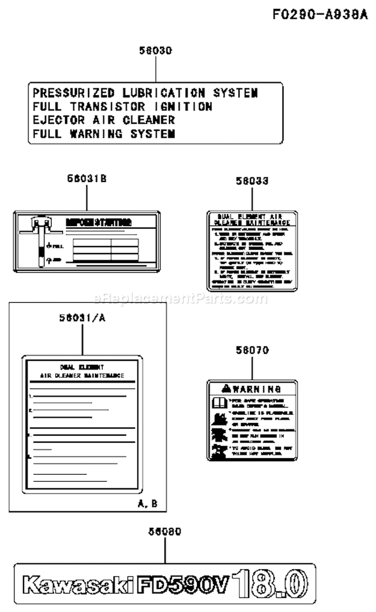 Page H Diagram and Parts List for DS09 Kawasaki Engine