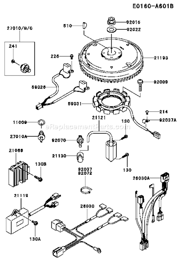 Page F Diagram and Parts List for CS00 Kawasaki Engine